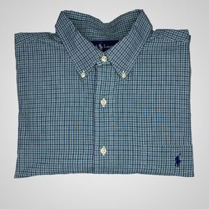 Vintage Polo Ralph Lauren BLAKE Men Blue/Green Plaid Button Up Longsleeve Shirt